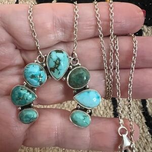 ❤️ Gorgeous Tibetan Turquoise Naja Pendant 20” Necklace 925 Southwestern 15.8Gm